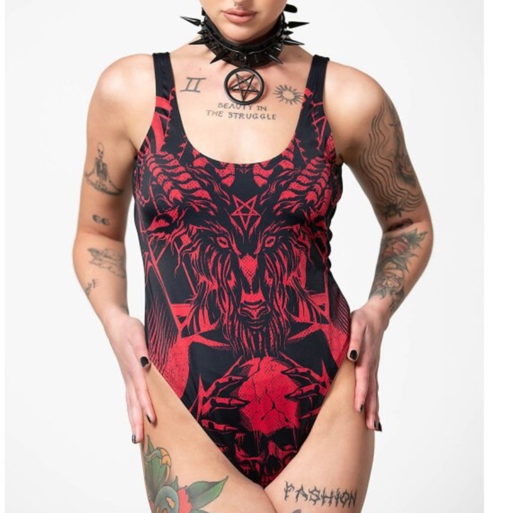 Killstar Beach Beast Red and Black One Piece Swimsuit NWT!